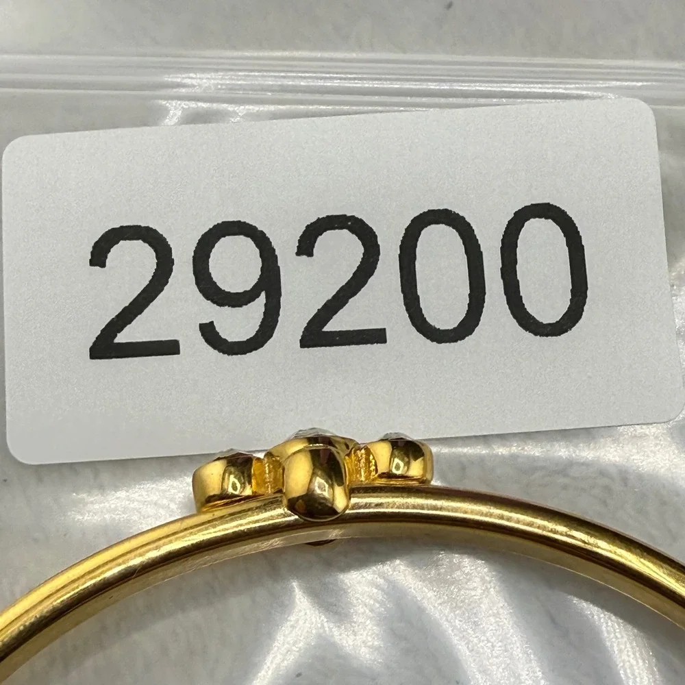 Vintage Monet Bangle Bracelet Gold Tone Clear Crystal Ribbed 7.5